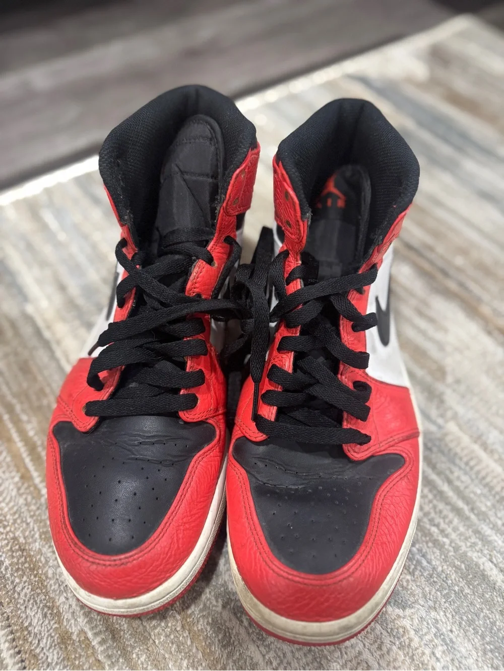 Jordan Kids Red, Black & White High-Top Sneakers